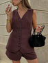 'Velvetvine' V-Neck Top and Shorts Set - Celes Fashion